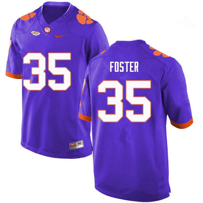 Men #35 Justin Foster Clemson Tigers College Football Jerseys Sale-Purple